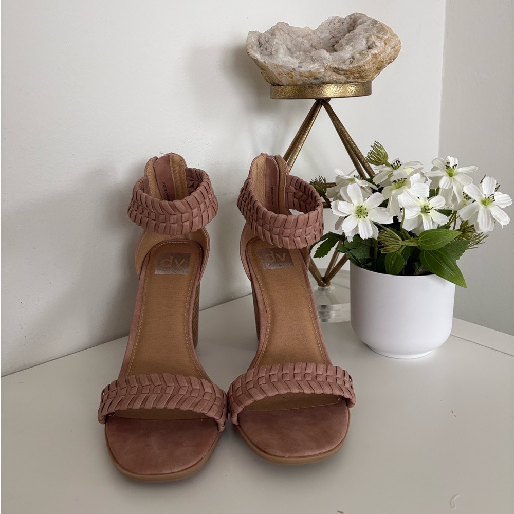 Elegant Pink Block Heel Sandals